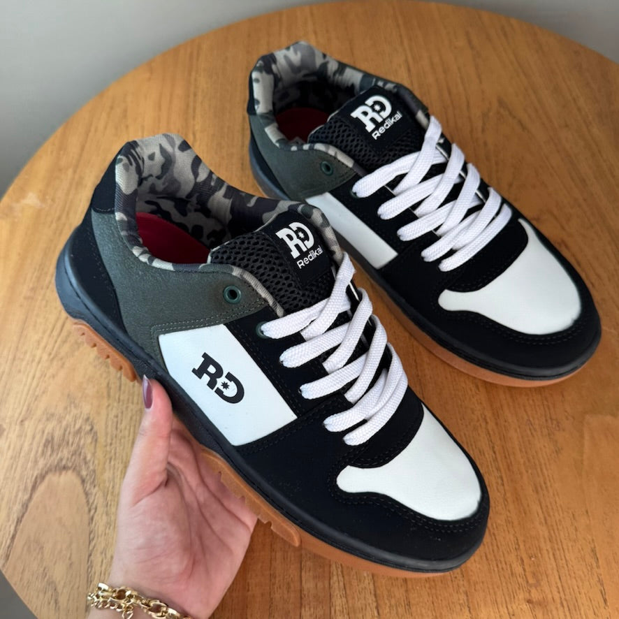 Tênis Casual Masculino Redikal Preto Com Branco Branco