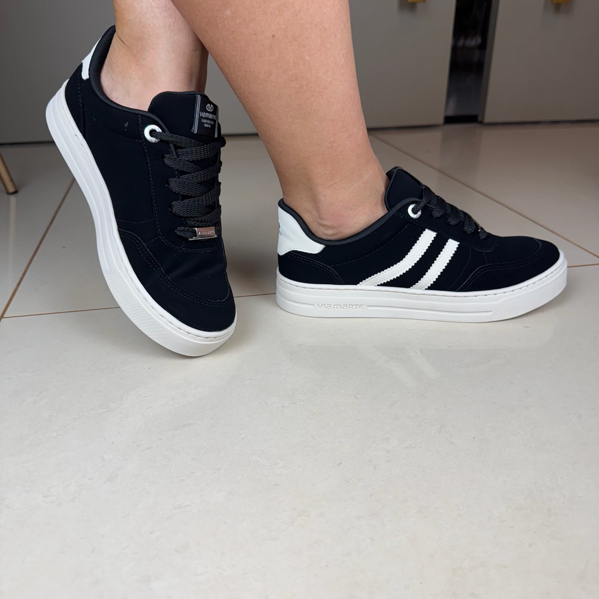 Tenis Feminino Via Marte Casual Estilo E Conforto Preto