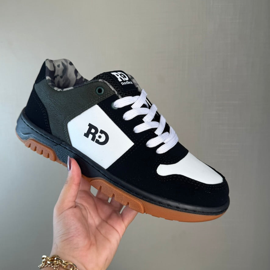 Tênis Casual Masculino Redikal Preto Com Branco Branco