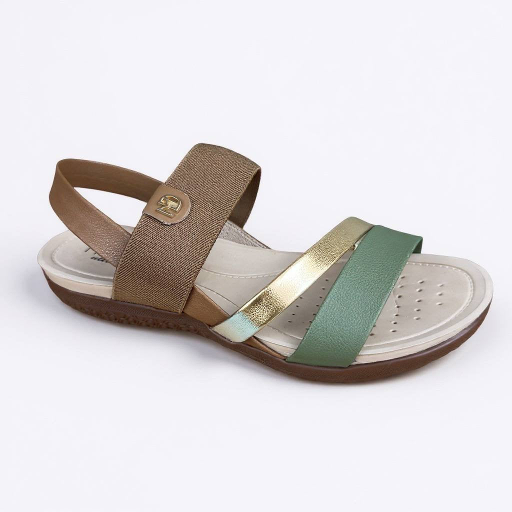 Sandalia Modare Verde Casual E Estilo Dourada