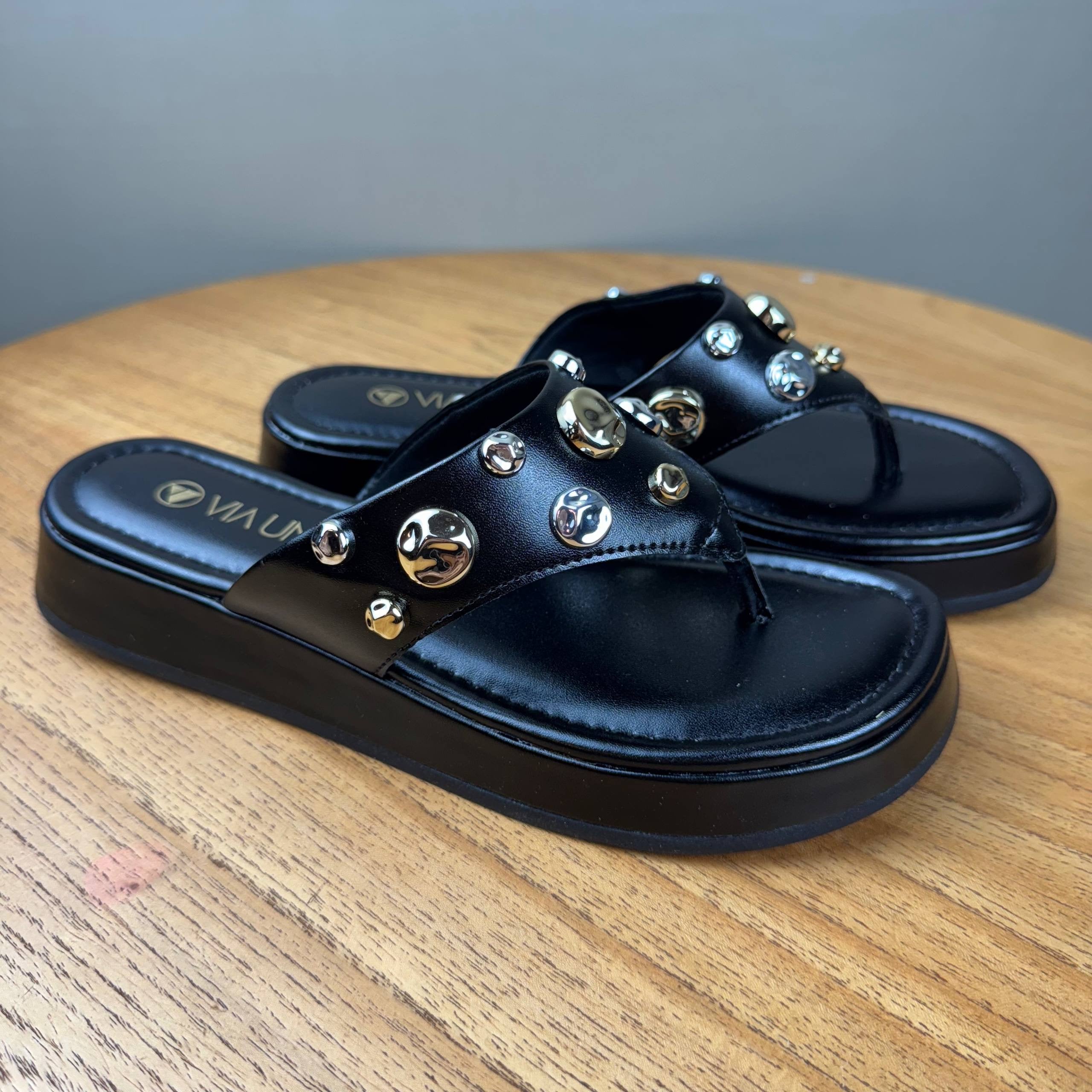 Tamanco Feminino Via Uno Couro Preto