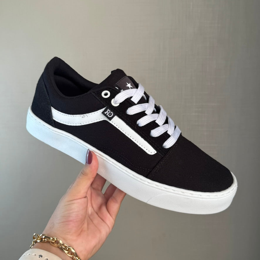 Tênis Casual Masculino Redikal Preto Com Branco Preta