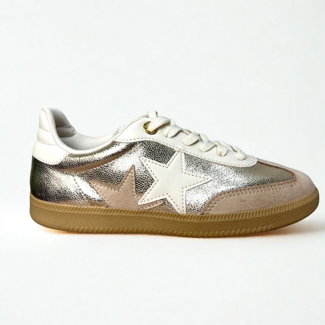 Tênis Feminino Casual Ramarim Dourado Metalizado