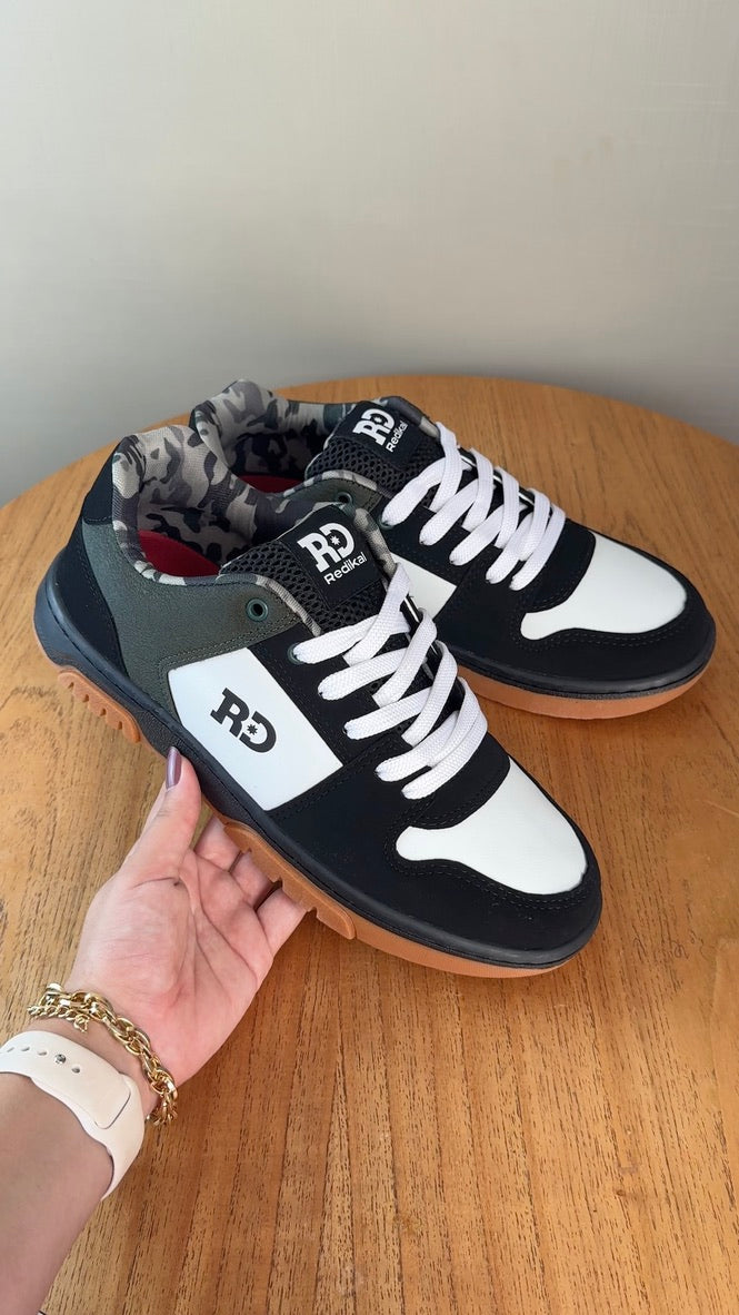 Tênis Casual Masculino Redikal Preto Com Branco Branco