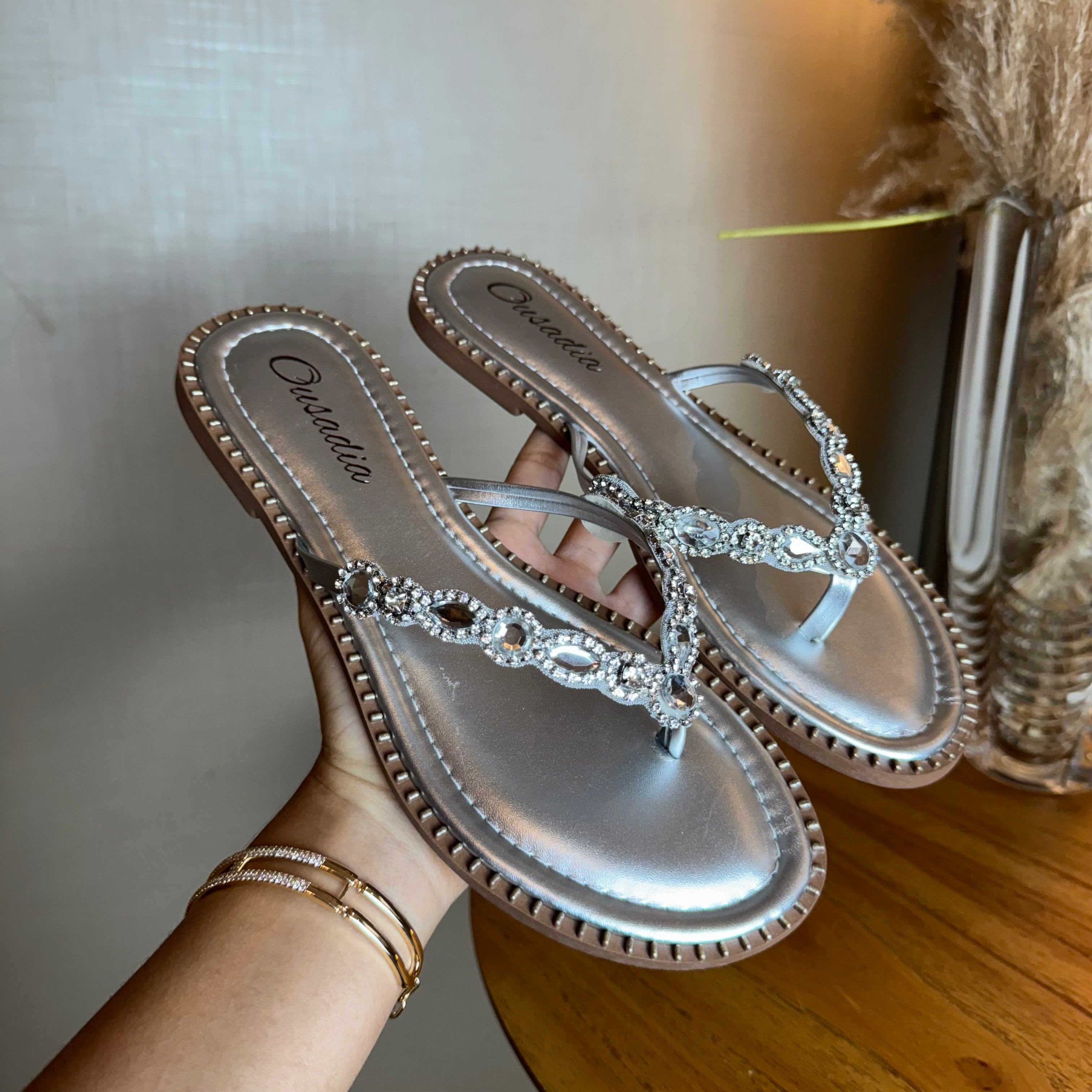 Rasteirinha Strass Prata