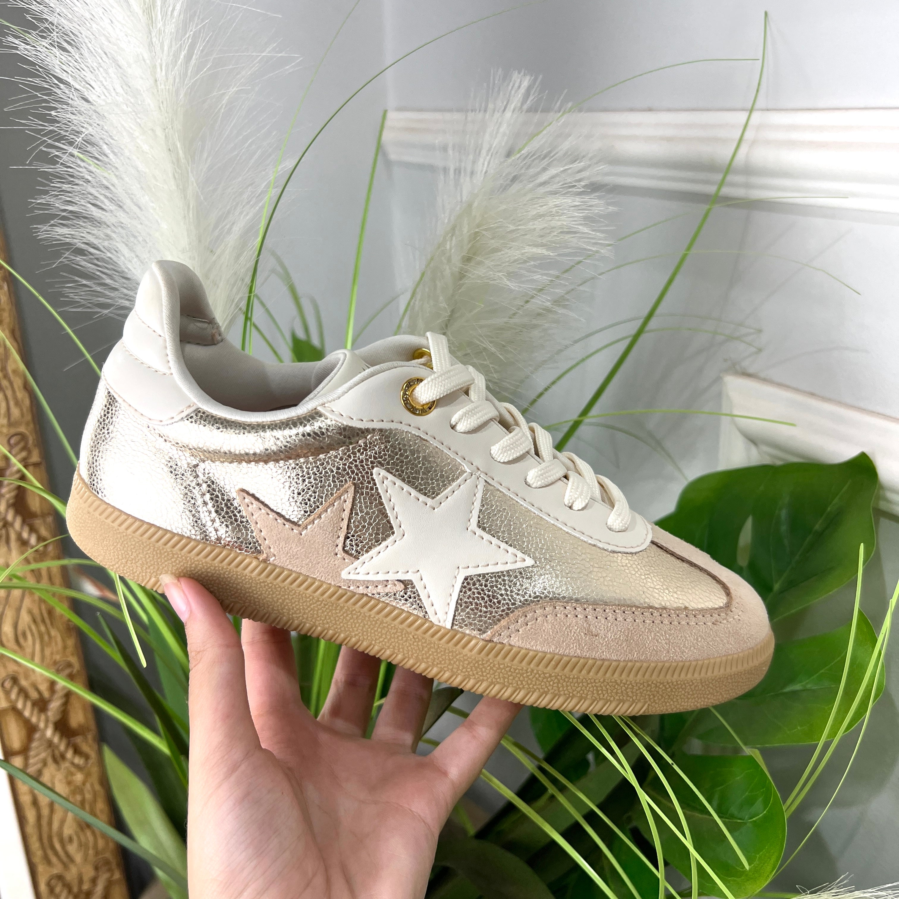 Tênis Feminino Casual Ramarim Dourado Metalizado