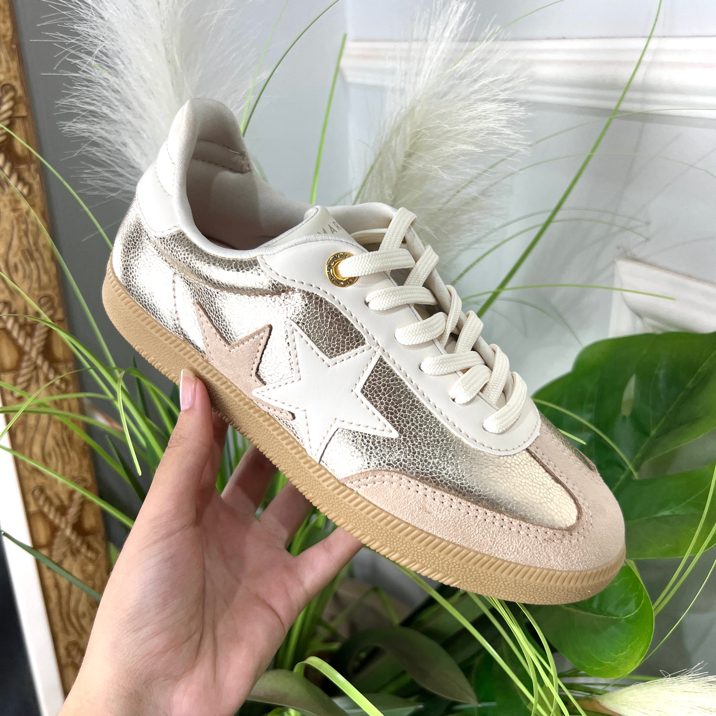 Tênis Feminino Casual Ramarim Dourado Metalizado