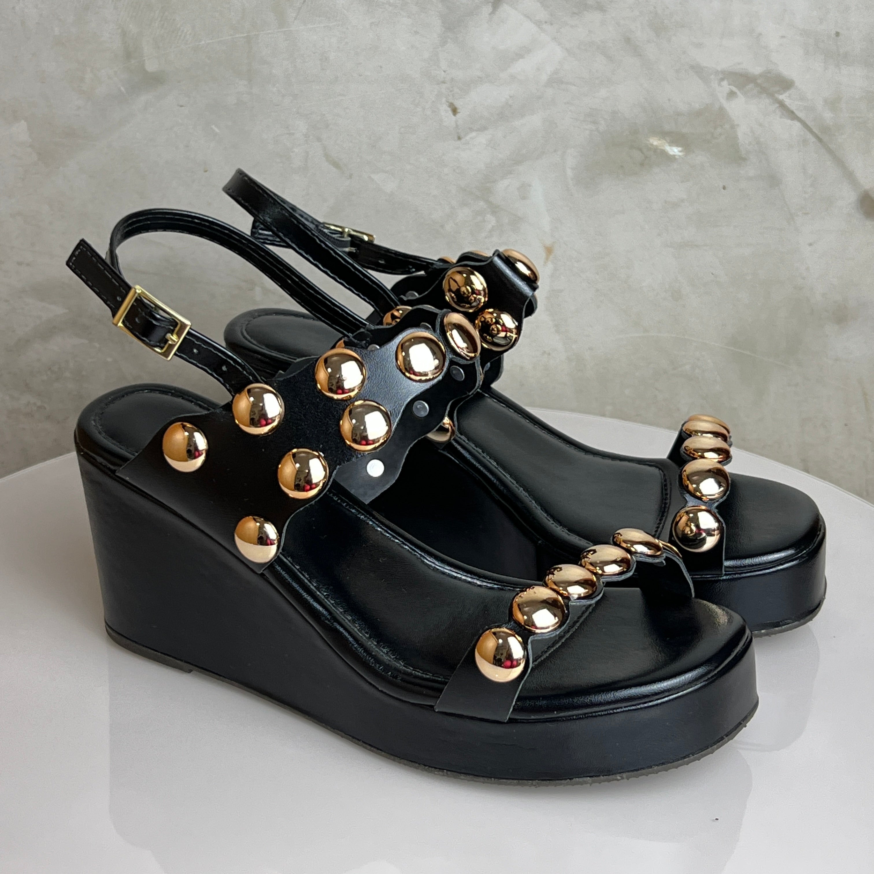 Sandália Anabela Feminina A.b Preta Preta