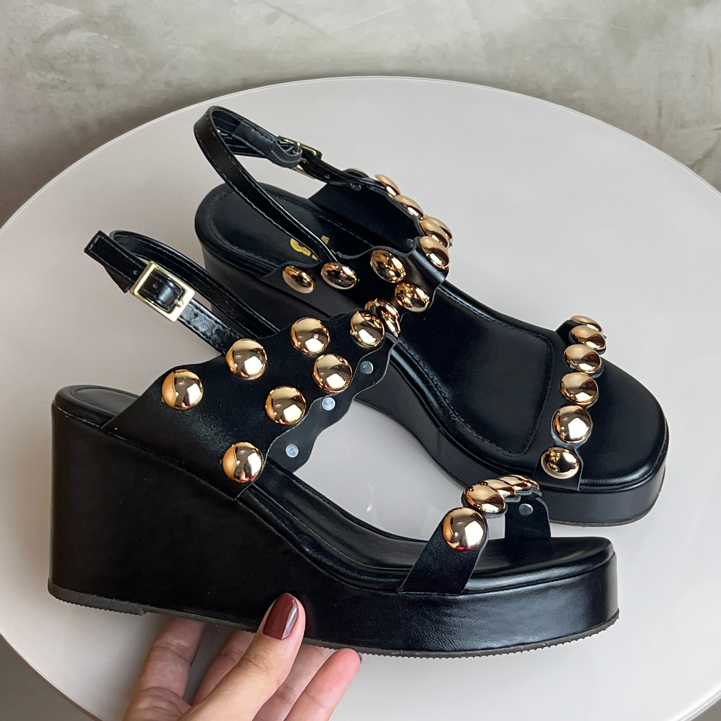 Sandália Anabela Feminina A.b Preta Preta