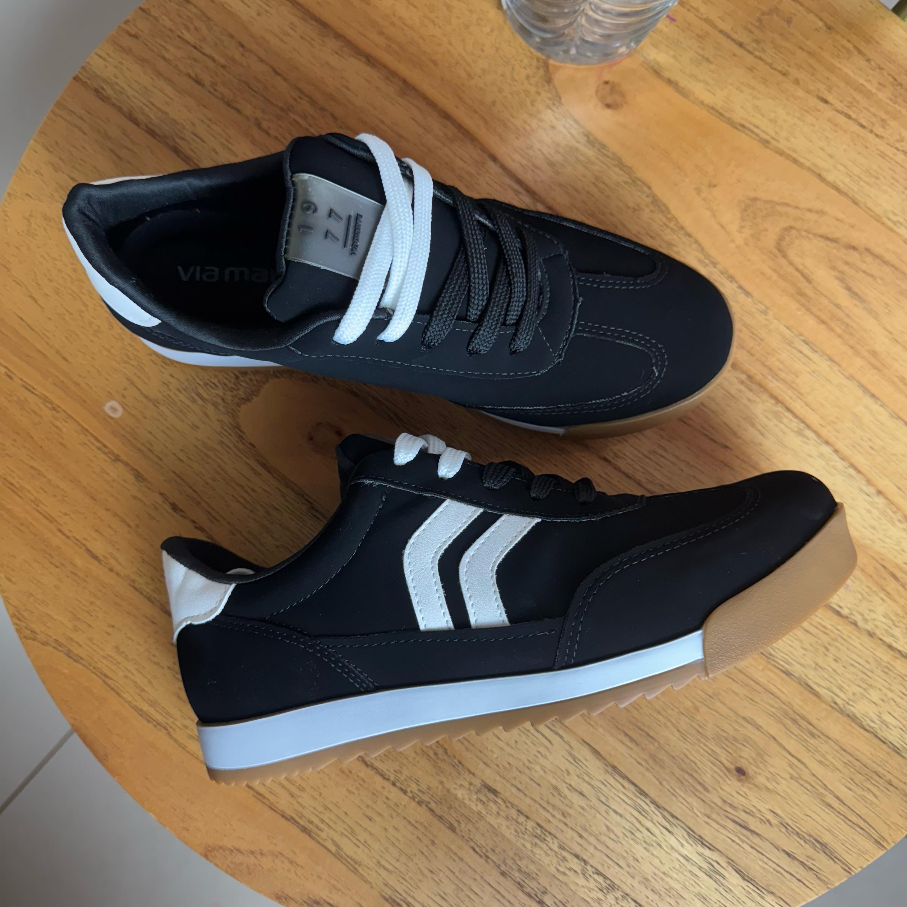Tênis Feminino Via Marte Preto e Branco
