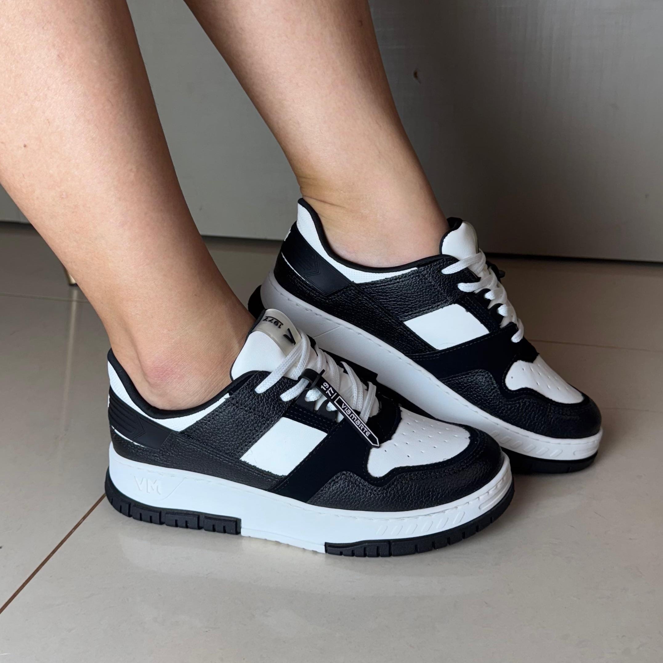 Tênis Feminino Via Marte Branco e Preto