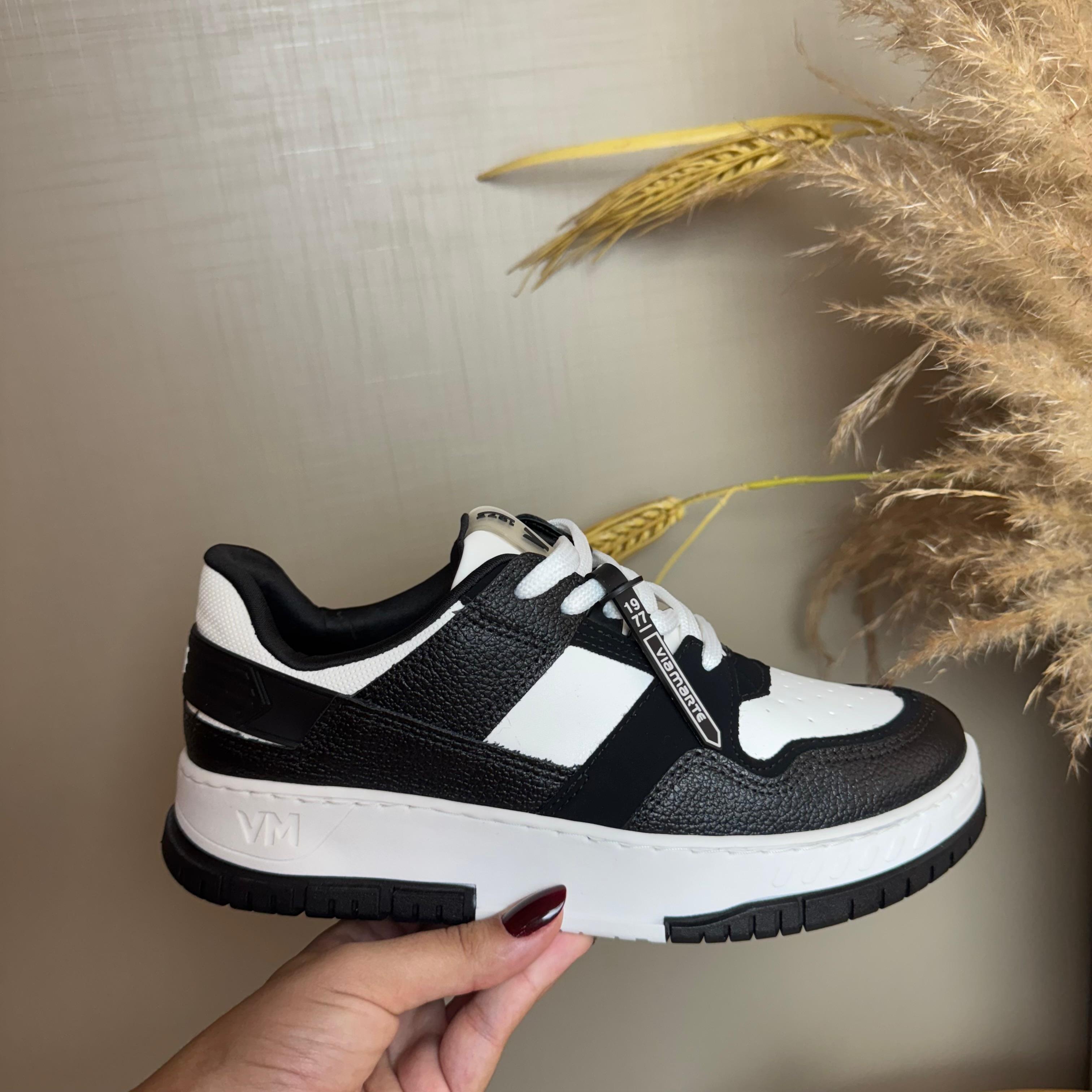 Tênis Feminino Via Marte Branco e Preto