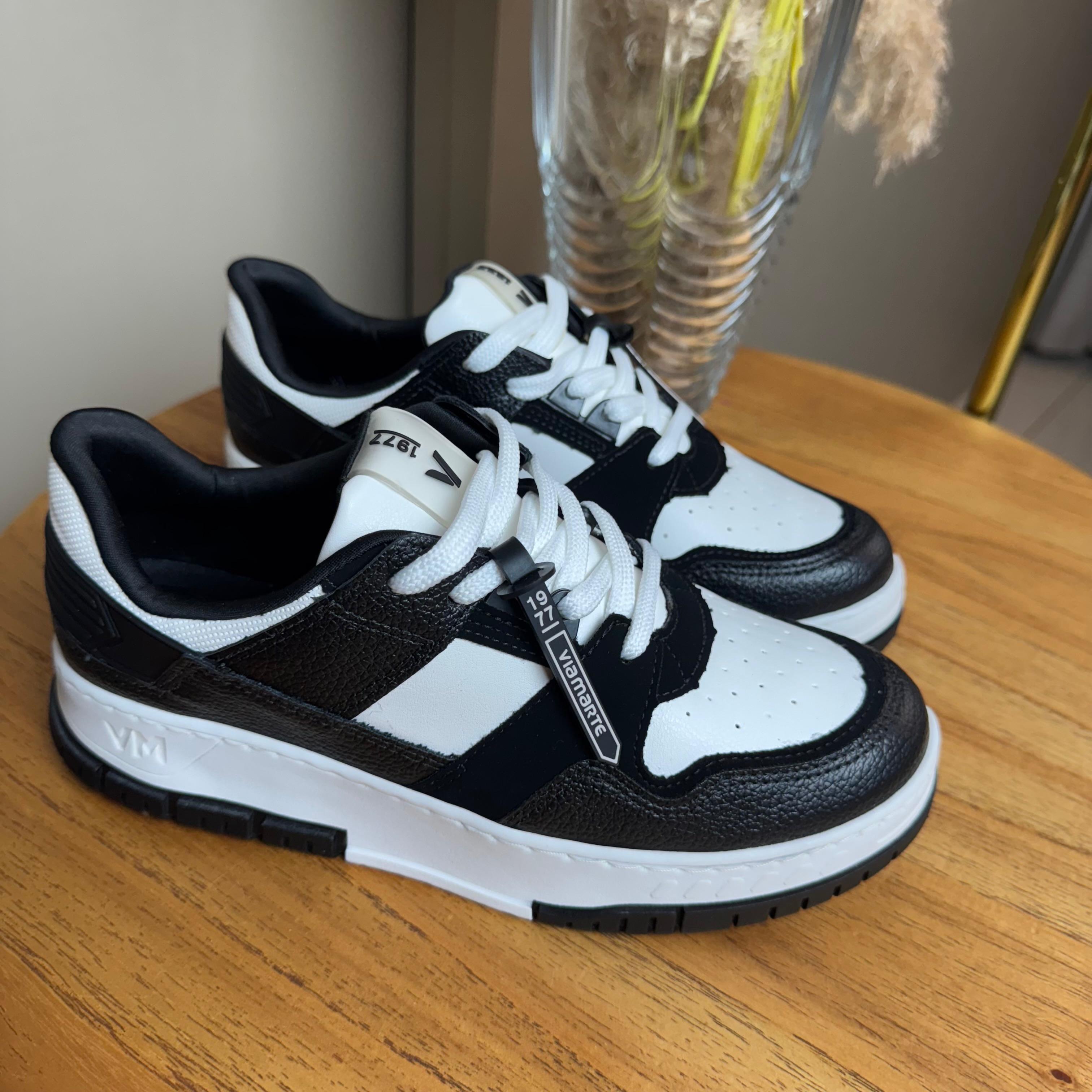 Tênis Feminino Via Marte Branco e Preto
