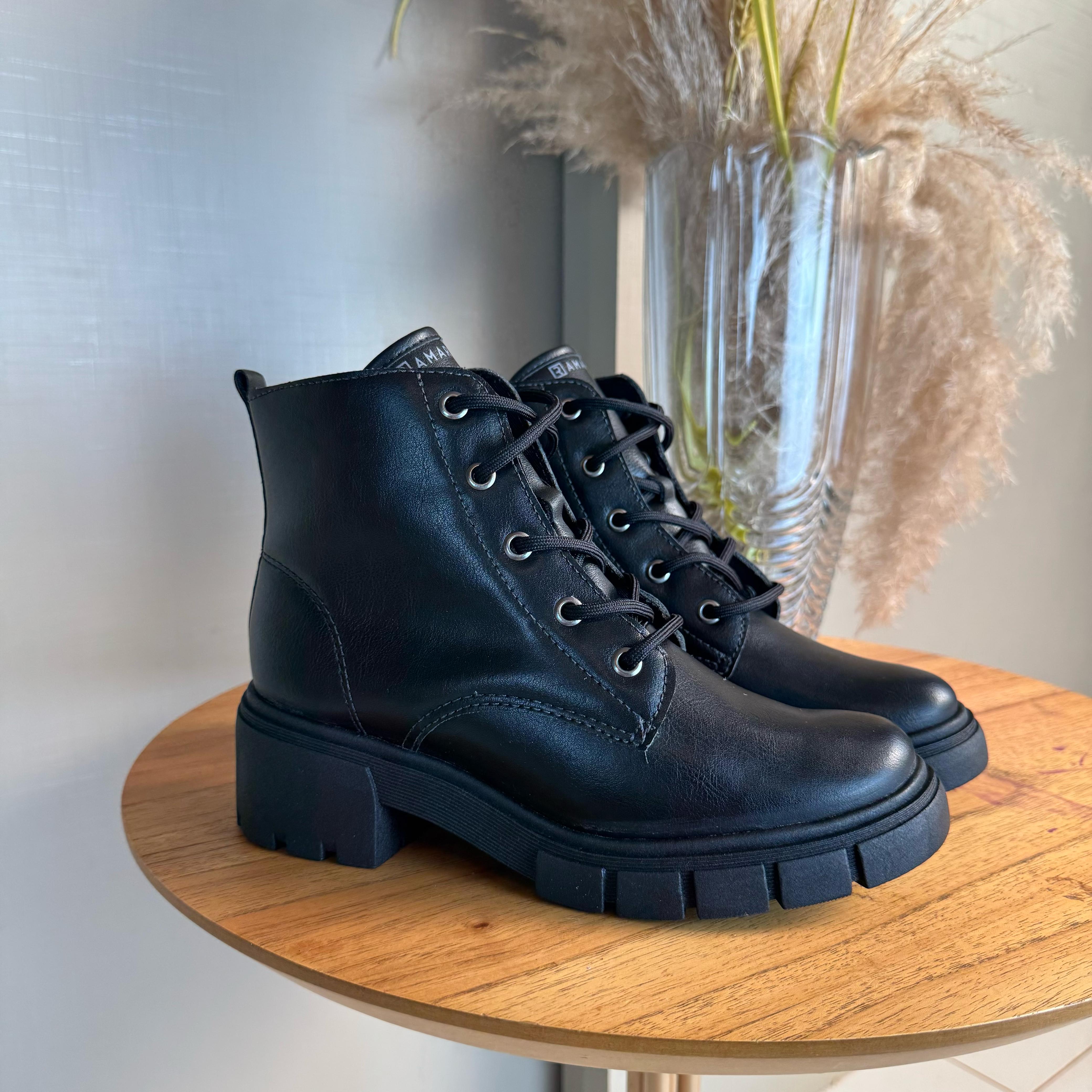 Bota Coturno Ramarim Salto Tratorado Preto