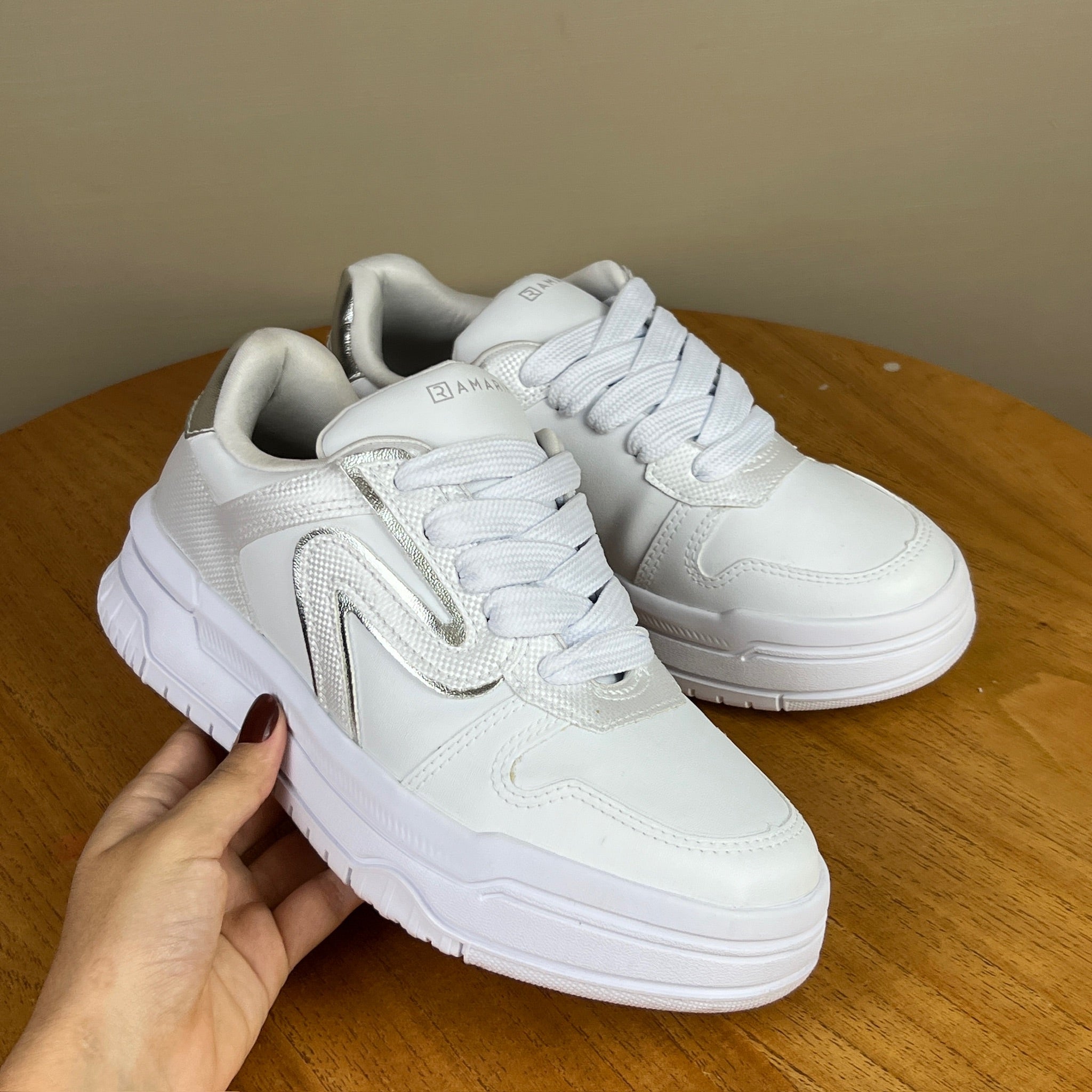 Tenis Feminino Ramarim Branco Com Prata Branco/prata