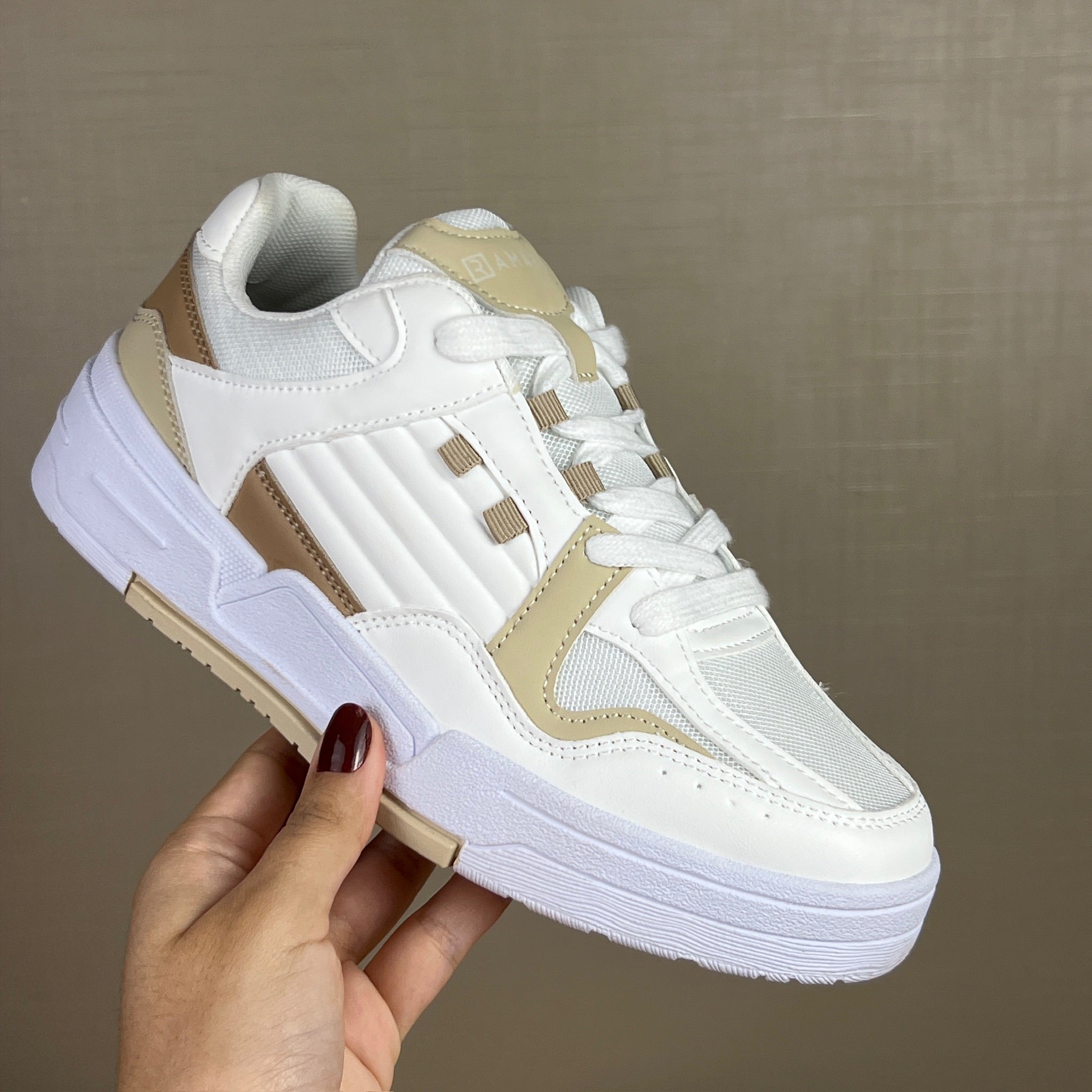 Tenis Feminino Ramarim Off White Com Bege Branco
