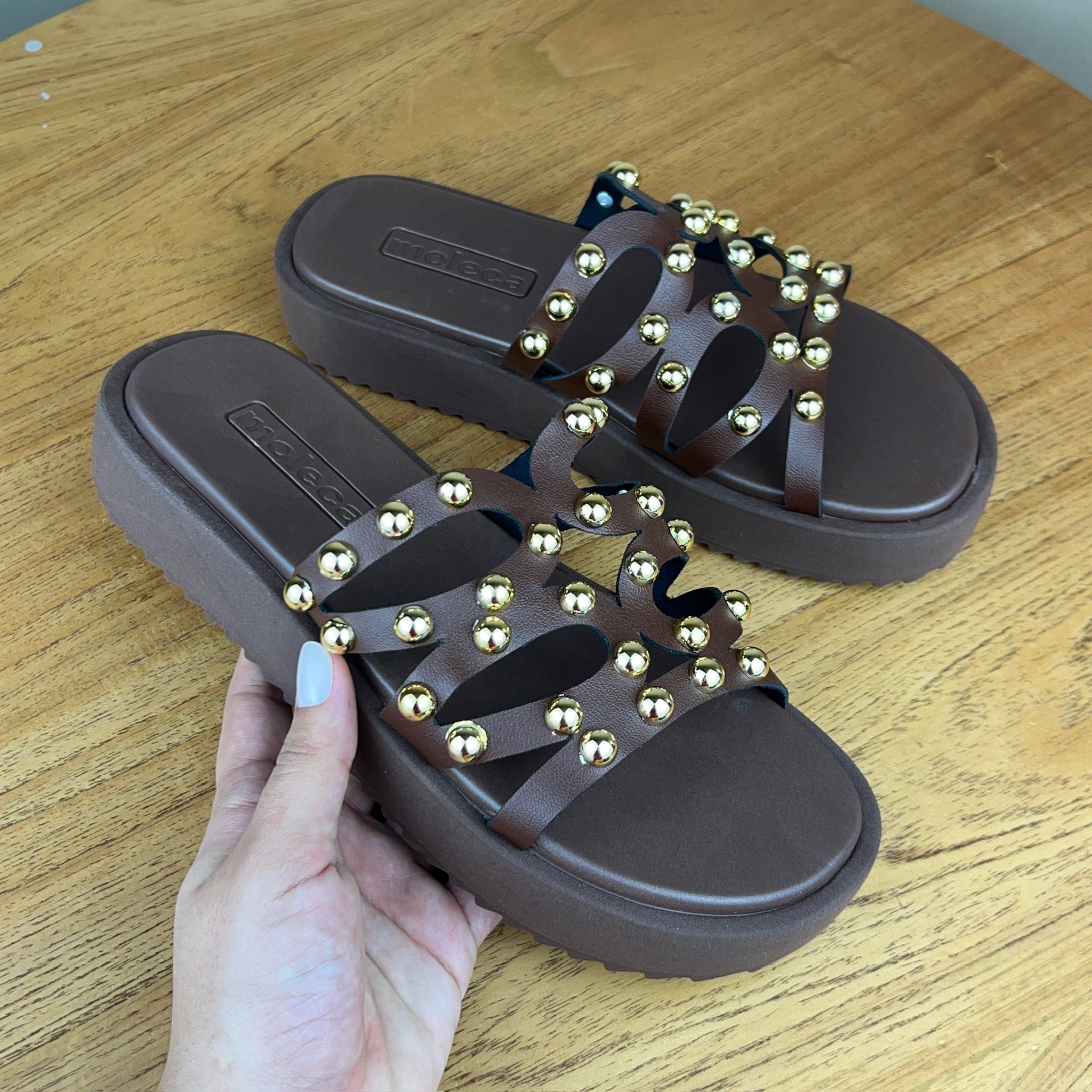 Papete Feminina Moleca Chocolate com Strass