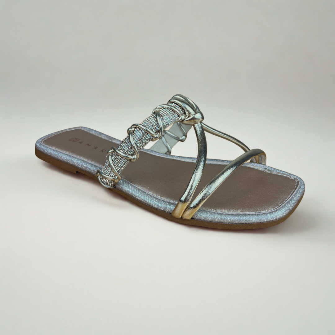 Rasteirinha Feminina Ramarim Dourada Com Prata Dourada