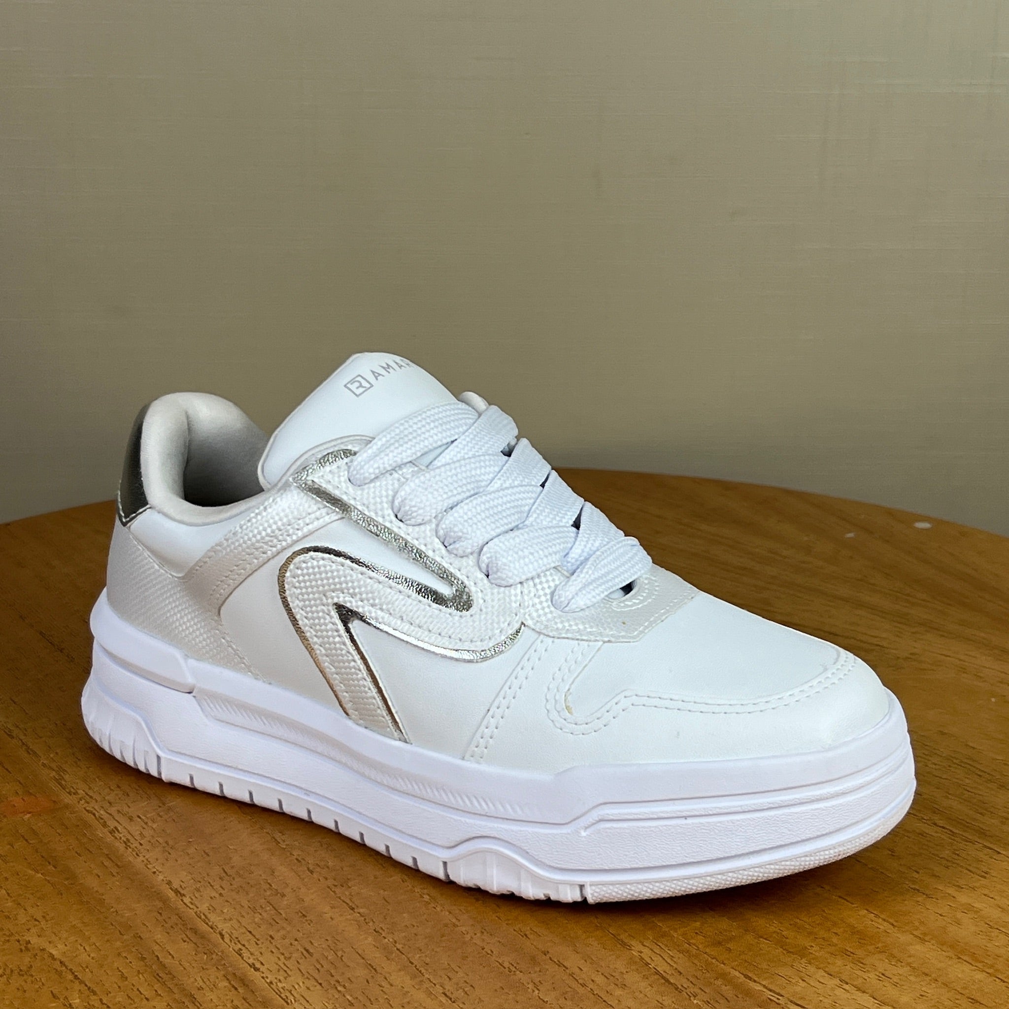 Tenis Feminino Ramarim Branco Com Prata Branco/prata