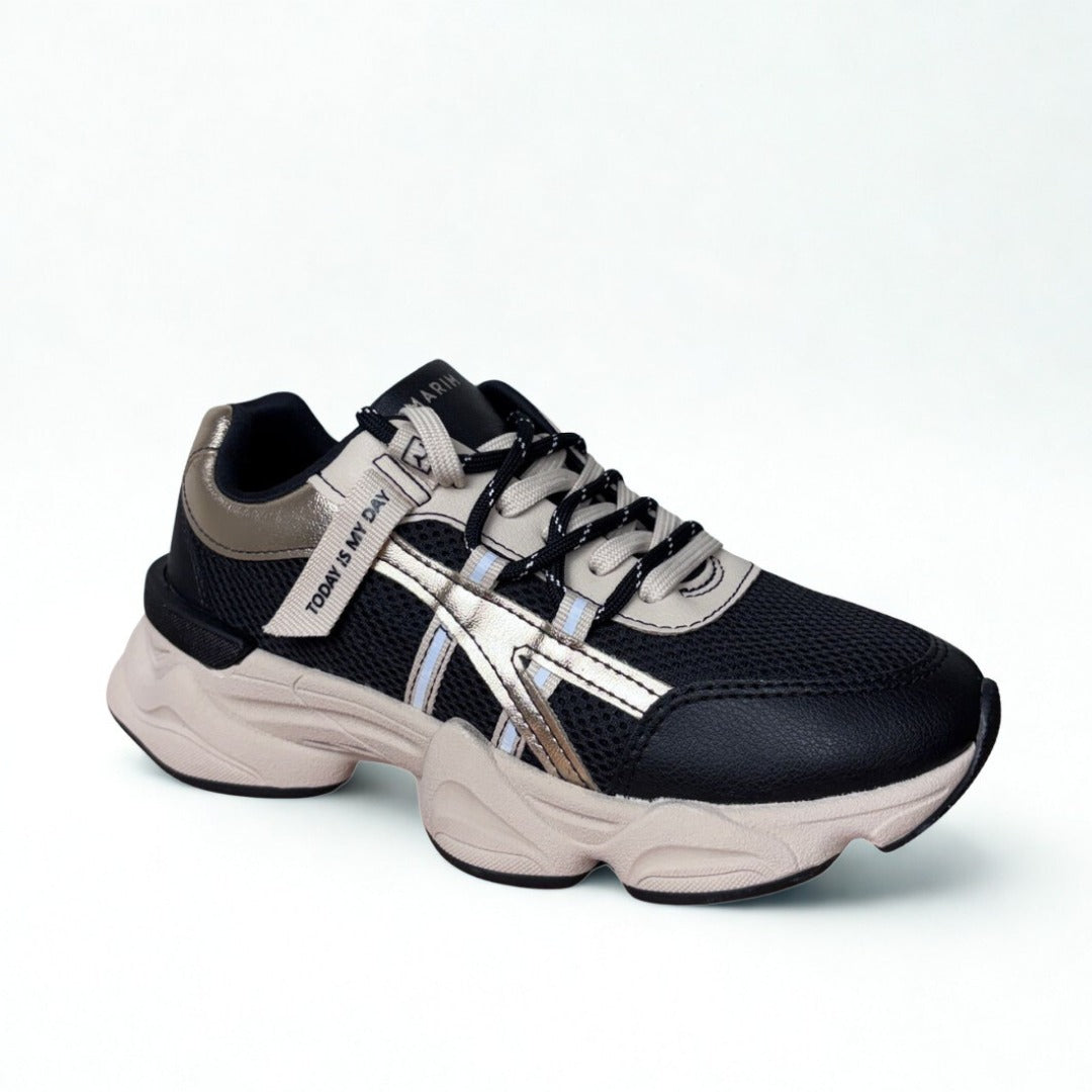 Tênis Feminino Ramarim Preto com Dourado