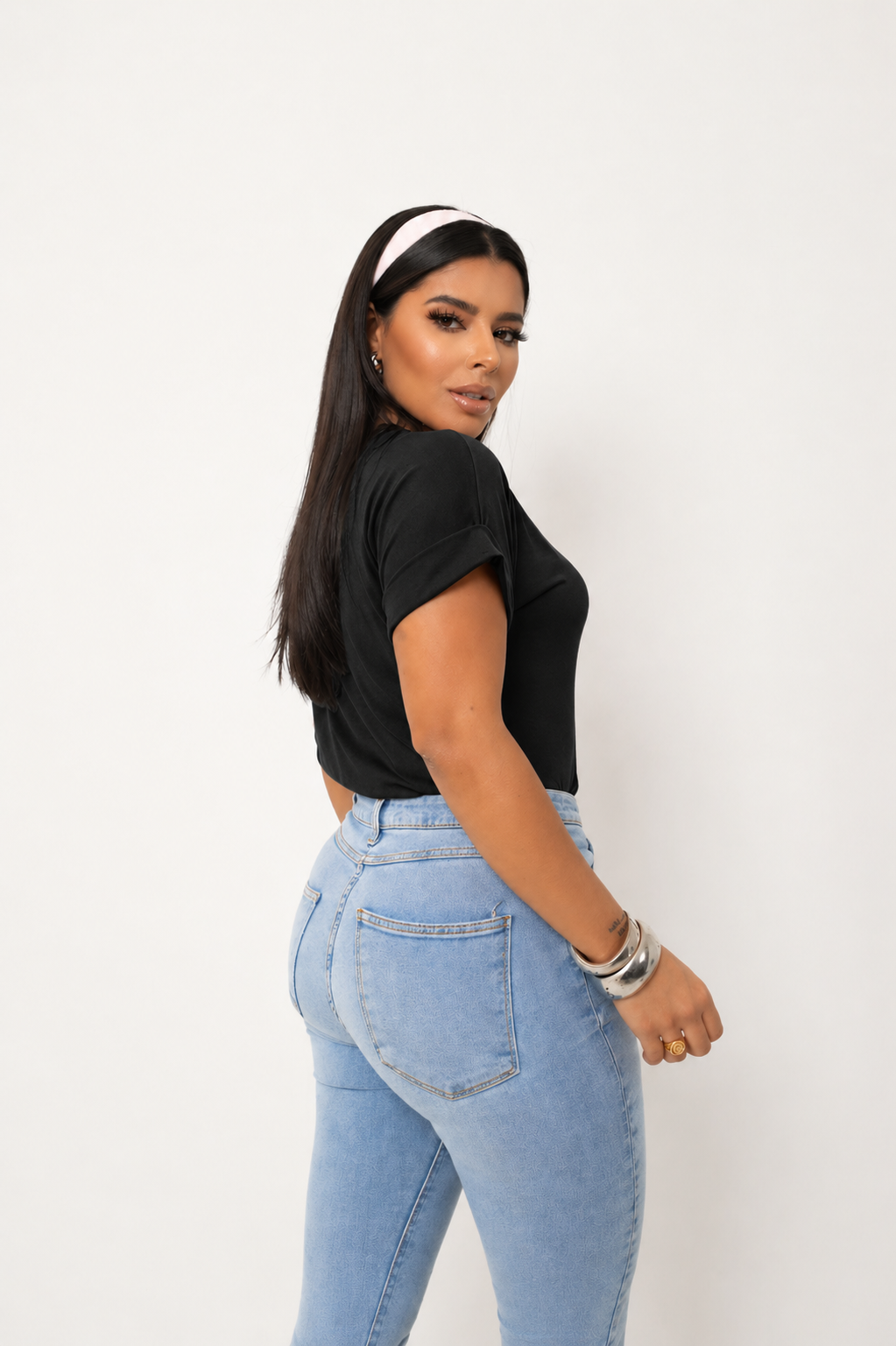 Blusa Feminina Básica Lisa Algodão Preta