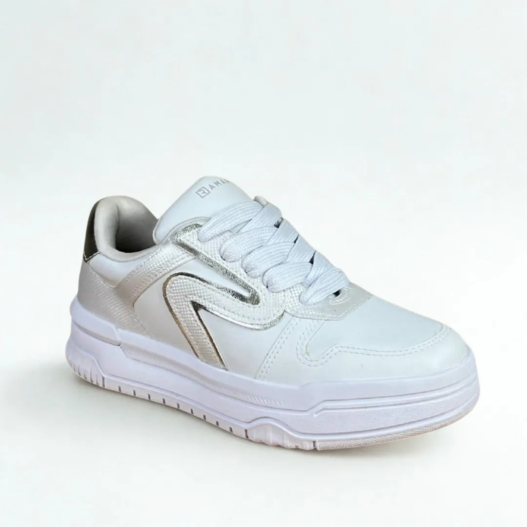 Tenis Feminino Ramarim Branco Com Prata Branco/prata