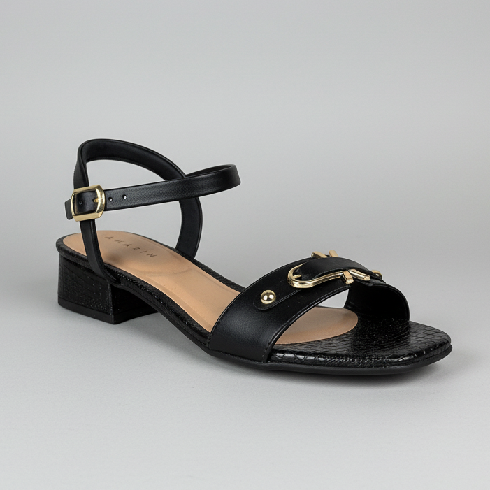 Sandália Feminina Ramarim Couro Preta