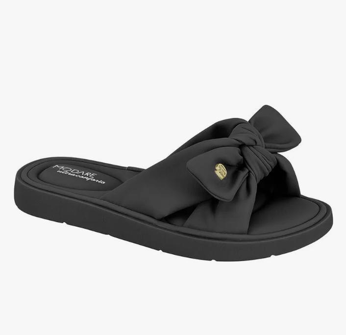 Chinelo Ortopédico Feminino Modare Preto com Laço