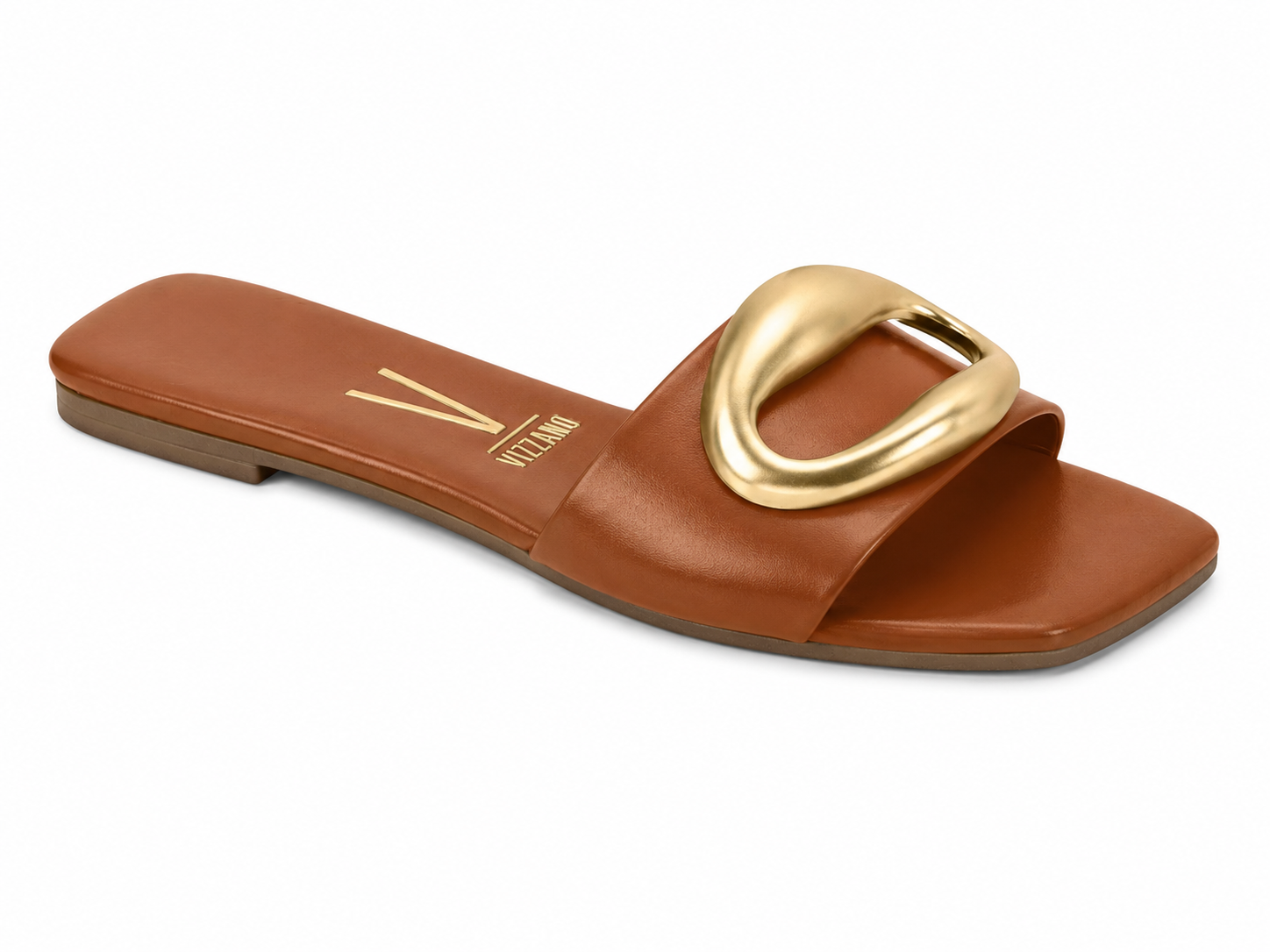Rasteirinha Feminina Vizzano Marrom com Maxi Fivela Dourada