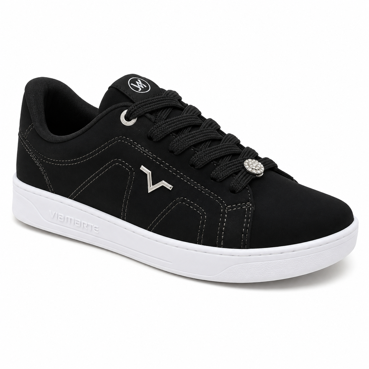 Tênis Feminino Via Marte Casual Preto com Solado Branco Ref. 26-020.012
