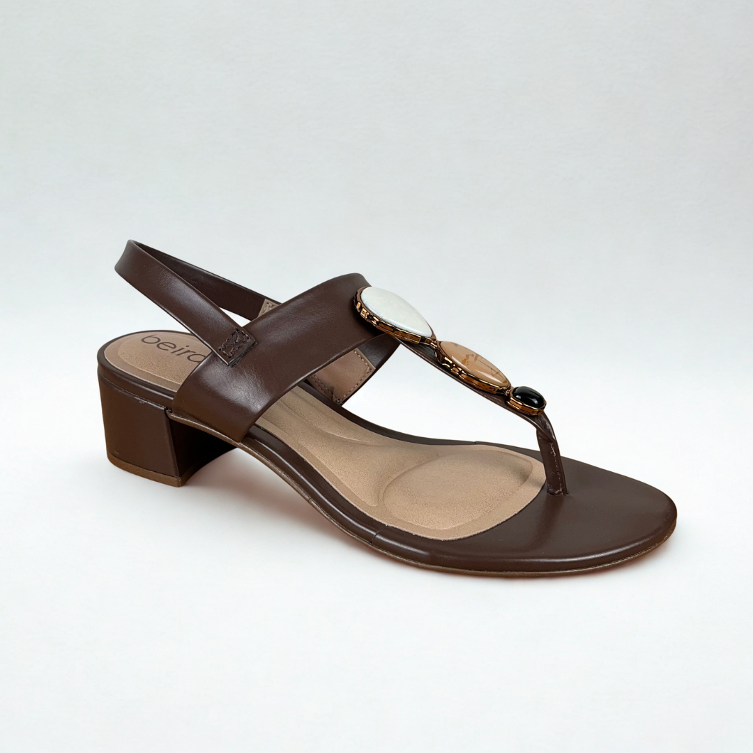 Sandália Feminina Beira Rio Marrom Pedraria