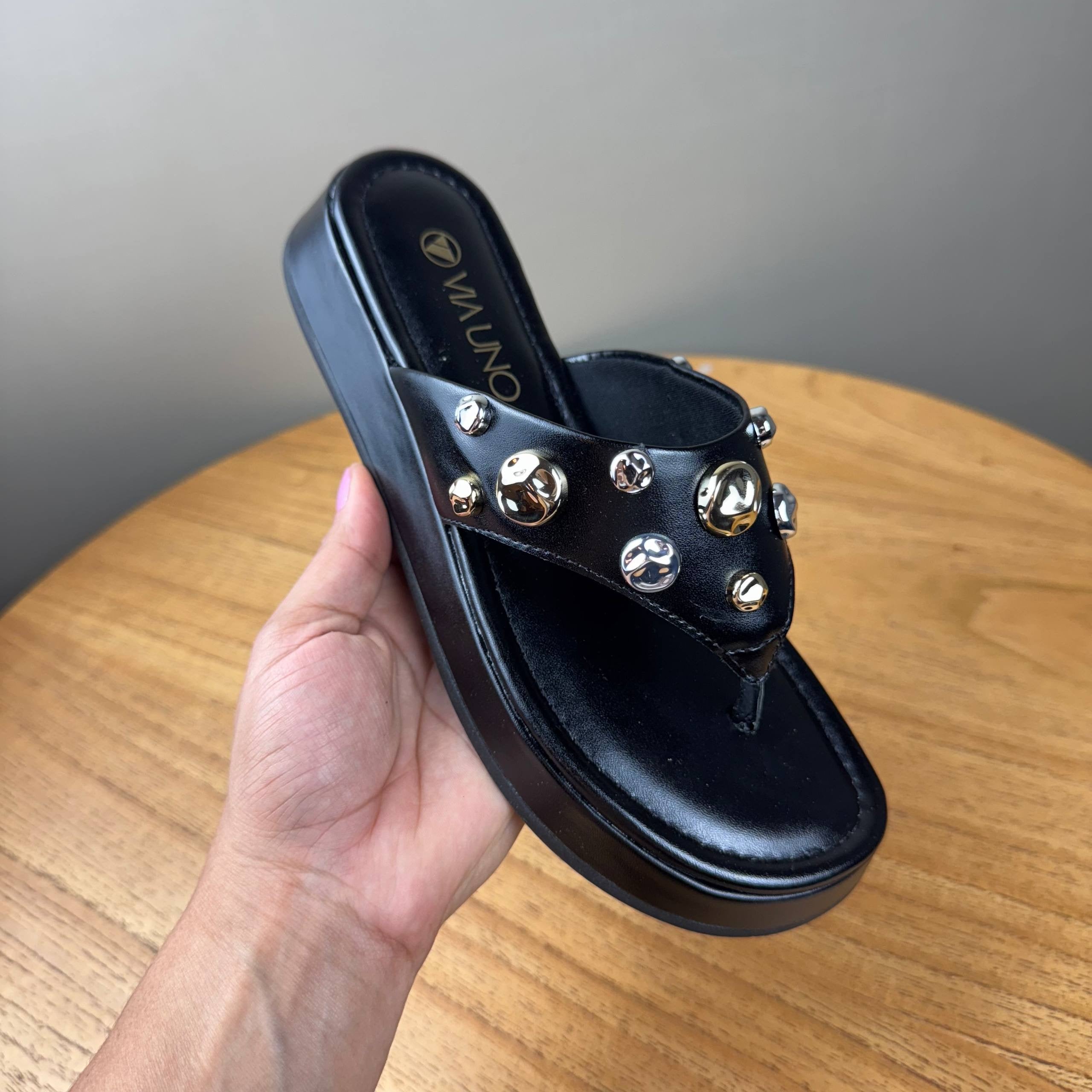 Tamanco Feminino Via Uno Couro Preto