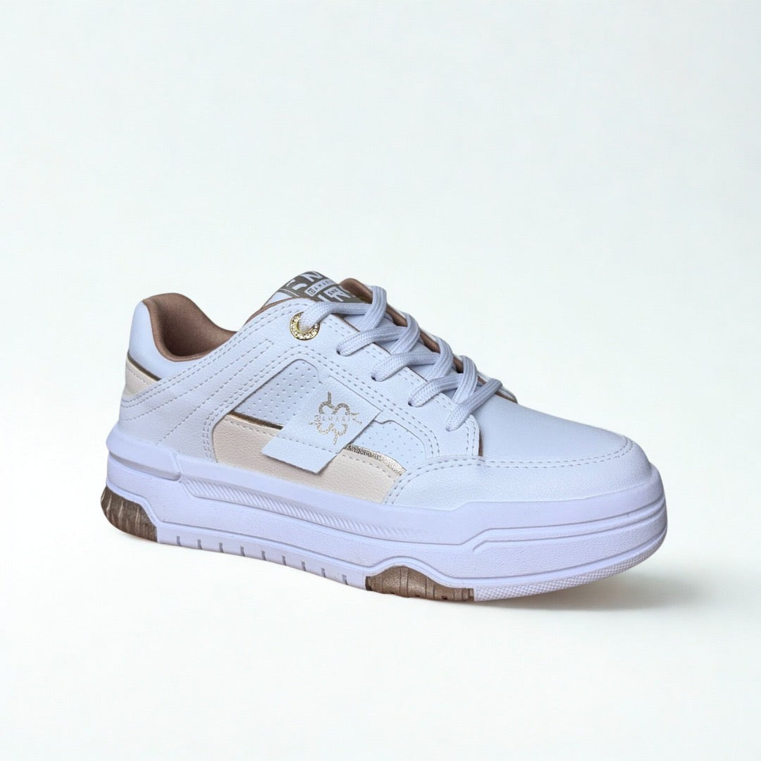 Tênis Feminino Ramarim Branco Detalhes Bege
