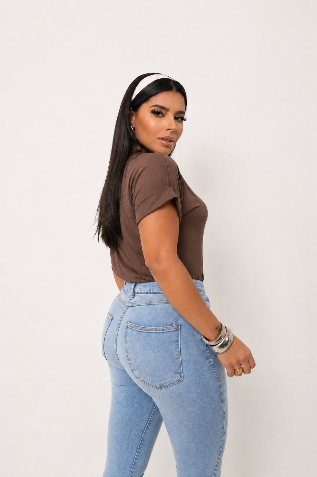 Blusa Feminina Básica Lisa Algodão Marrom