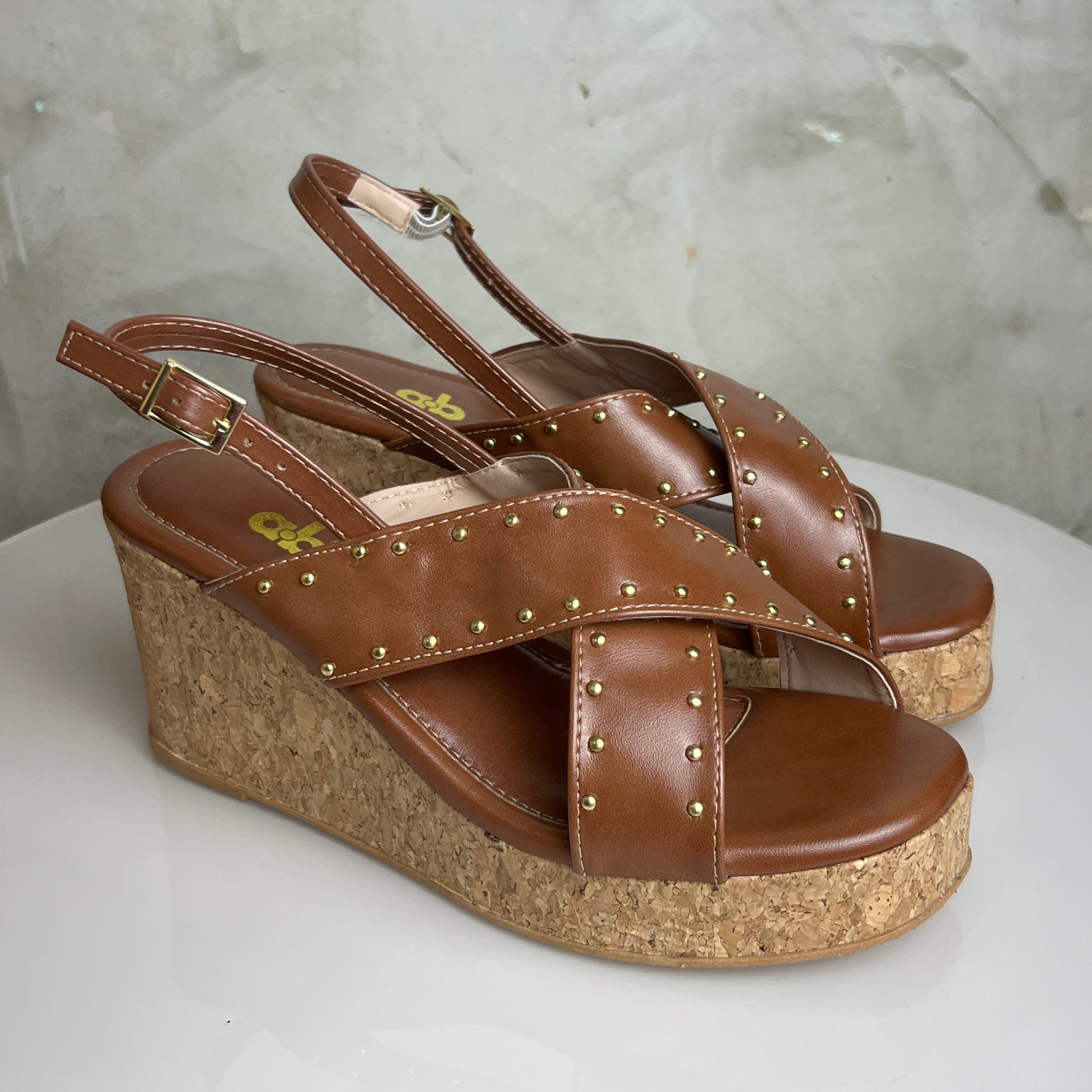 Sandália Anabela Feminina A.b Caramelo Caramelo