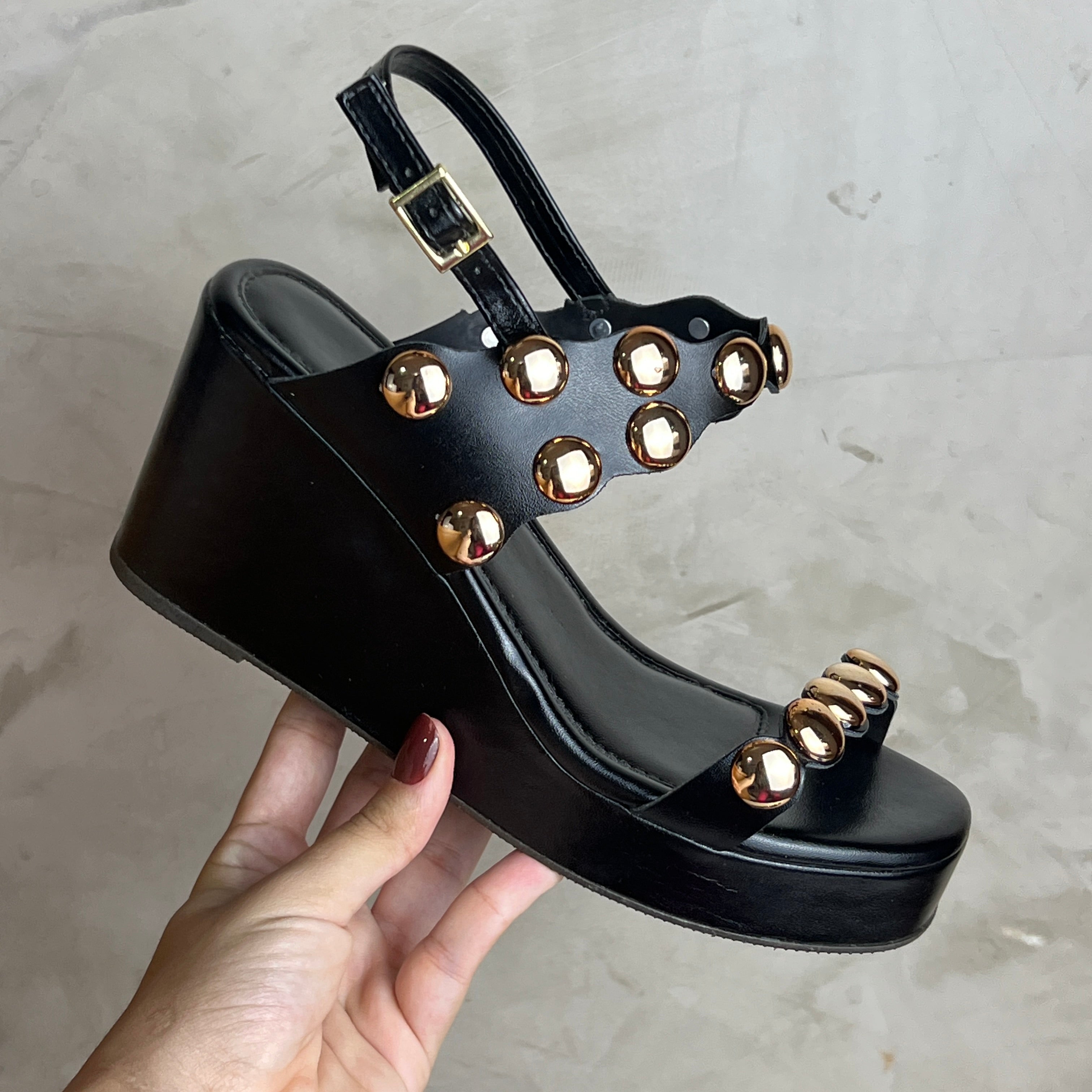 Sandália Anabela Feminina A.b Preta Preta