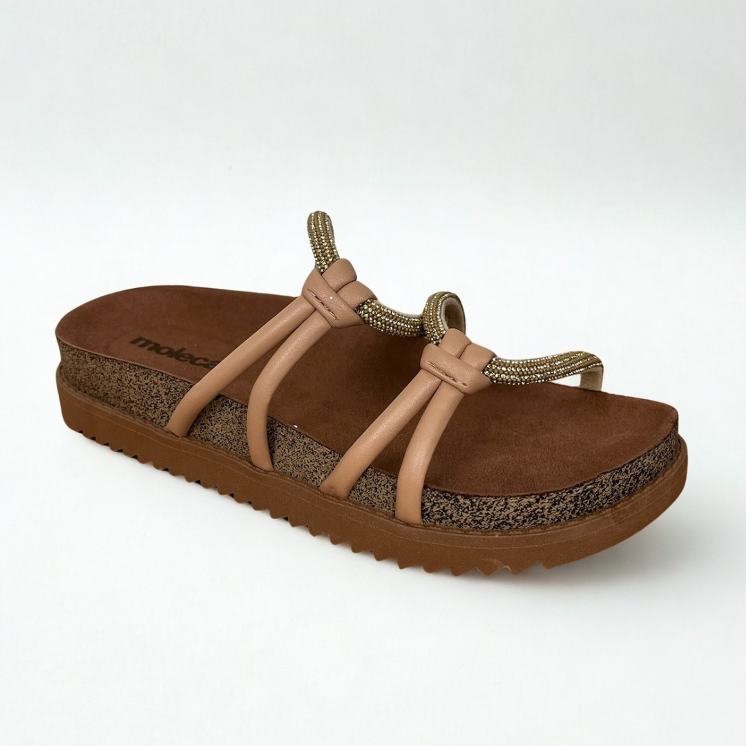 Papete Moleca Nude com Brilho – Conforto e Elegância no Dia a Dia