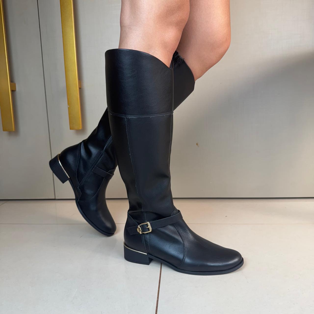 Bota Cano Longo Ramarim Preto Fivela