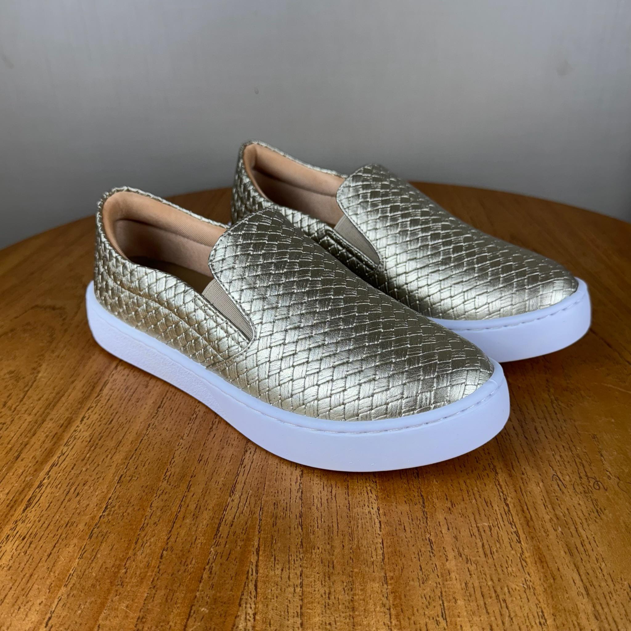 Tênis Feminino Slip On Ouro